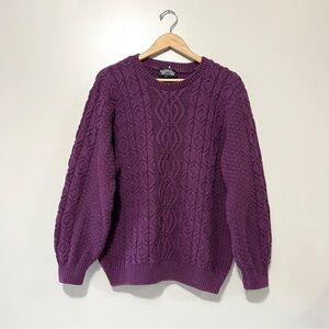 Vintage Parkhurst Cable Knit Crewneck Sweater Size XL Purple Cottagecore Canada